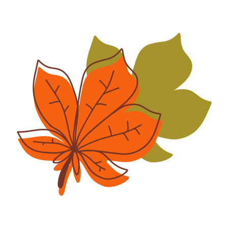 Autumn leaves in vibrant orange and green colors on a white backgroundのイラスト素材