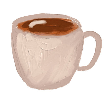 Warm cup of coffee resting on a cozy table during a peaceful morning at homeの写真素材