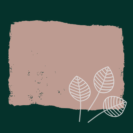 A minimalist design featuring soft pastel colors and delicate leaf illustrations on a dark background for modern decorのイラスト素材