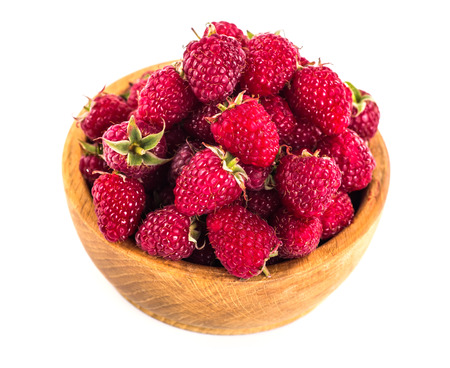 Ripe raspberry with leaf