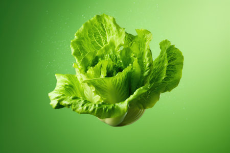 Set with falling fresh leaves of savoy cabbage on white backgroundの素材