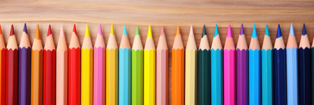 Colored pencils background. Color pencils on white background.の素材
