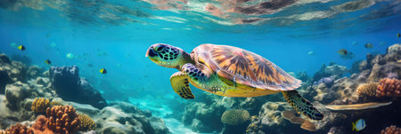 photo of Sea turtle in the Galapagos islandの素材
