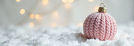 Beautiful knitted Christmas ball in female hands. New Year's and Christmas.の写真素材