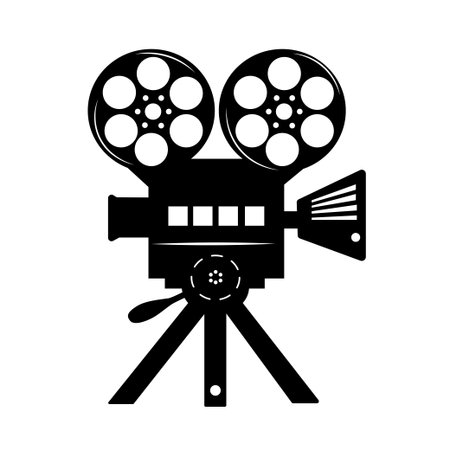 Black and white movie camera iconのイラスト素材
