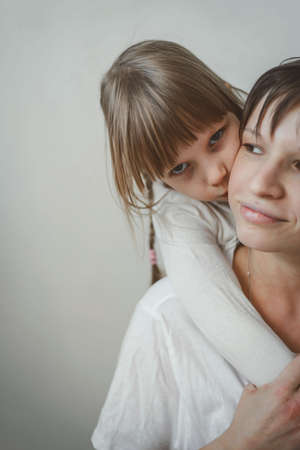 Happy family mam dad and dother homeの写真素材