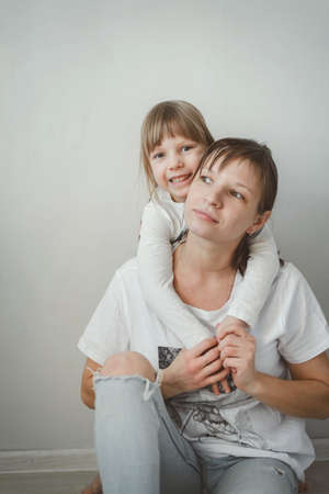 Happy family mam dad and dother homeの写真素材