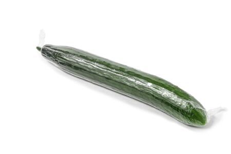 cucumber wrapped in a transparent shrink filmの写真素材
