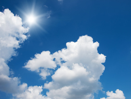 Sun in blue sky.の写真素材