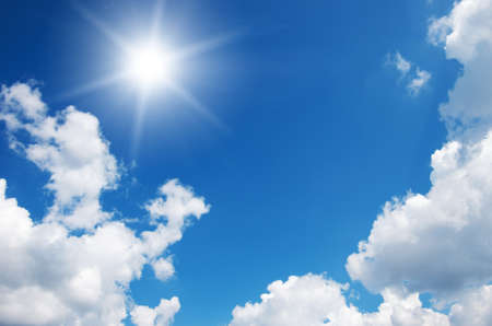 Blue sky and sun.の写真素材