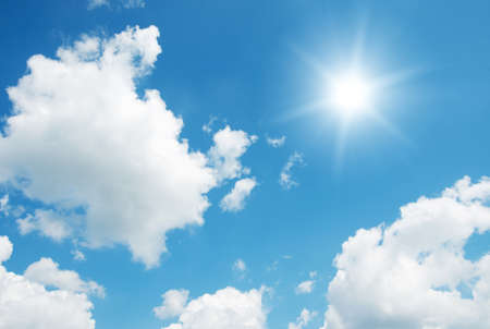 Sun in blue sky.の写真素材
