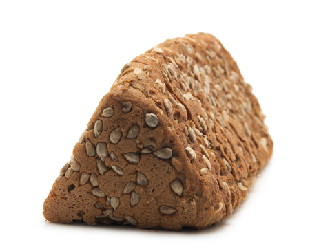 Bread with sunflower seeds isolated on white backgroundの写真素材