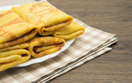 Pancakes with a meat stuffingの写真素材