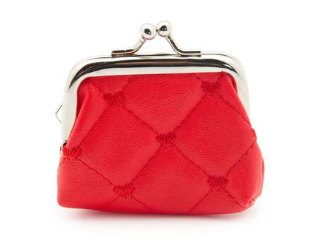 Red purse on white backgroundの写真素材
