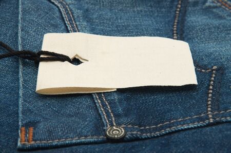 blue jeans texture and price tagの写真素材