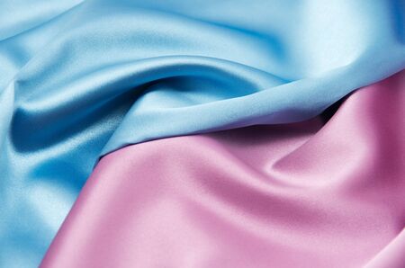 pink and blue satin fabric for backgroundの写真素材