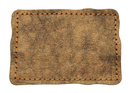Blank leather jeans label, isolated.の写真素材