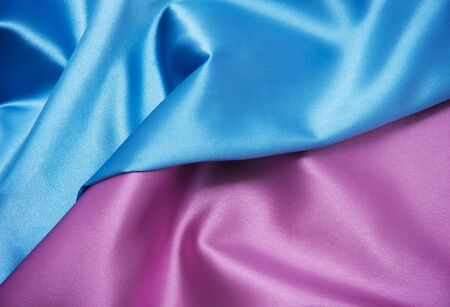 pink and blue satin fabric for backgroundの写真素材