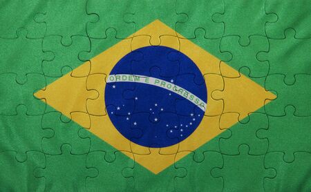 Jigsaw of Brazil Flagの写真素材