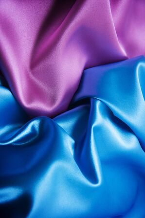 pink and blue satin fabric for backgroundの写真素材