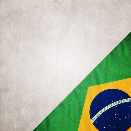 Closeup of Brazil Flag on grunge backgroundの写真素材
