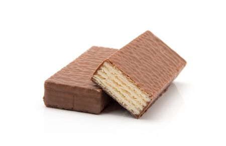 chocolate waffles isolate on whiteの写真素材