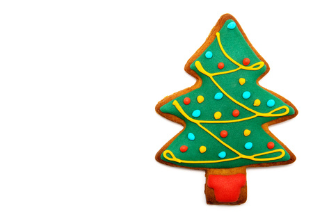 Gingerbread tree isolated on white background. Christmas cookie