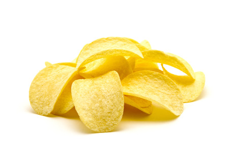 Potato chips isolated white background.の写真素材