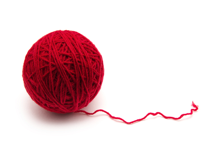 Ball of yarn on white backgroundの写真素材