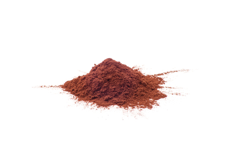 Cacao powder isolated on a white backgroundの写真素材