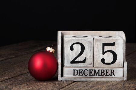 Block calendar date 25 and month decemberの写真素材