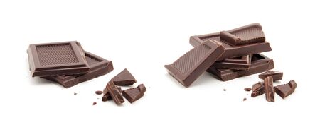 Roughly cut chunks of a chocolate barの写真素材