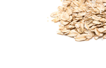 Healthy food concept -Oat flakes on white background