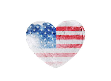 American flag in heart shape with grunge textureの写真素材