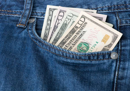 cash in pocket backgroundの写真素材