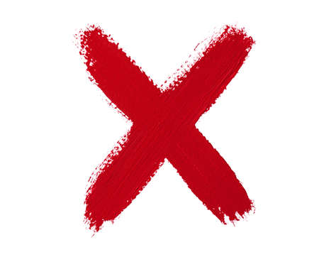 Red watercolor x mark designの写真素材
