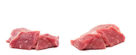 raw meat isolated on whiteの写真素材