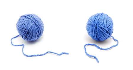 Ball of yarn on white background