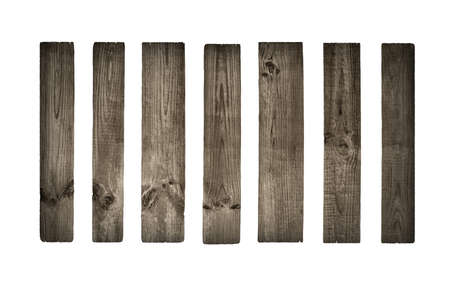 collection of various blank wooden signs on white background.の写真素材