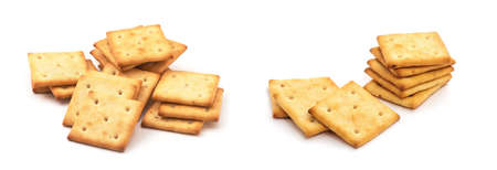 square crackers isolated on white background.の写真素材