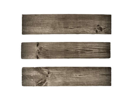 collection of various blank wooden signs on white background.の写真素材
