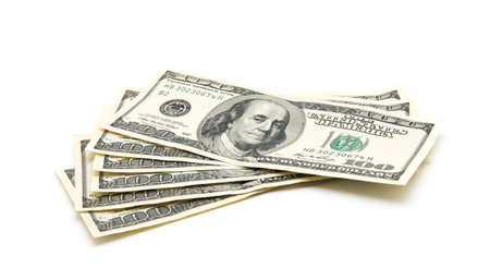 American dollars on white backgroundの写真素材