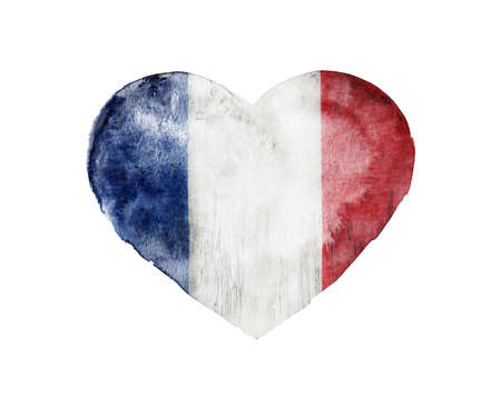 Heart with flag of France isolated on whiteの写真素材