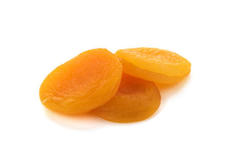 Dried apricots on a white backgroundの写真素材