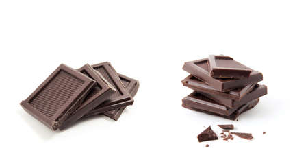 Chocolate bars stack isolated on white backgroundの写真素材