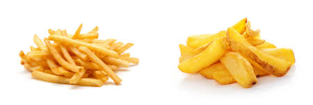 potato fry on white isolated backgroundの写真素材