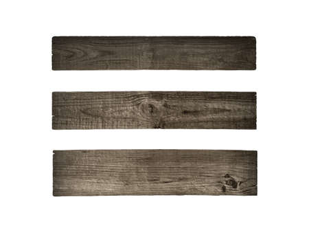 collection of various blank wooden signs on white background.の写真素材