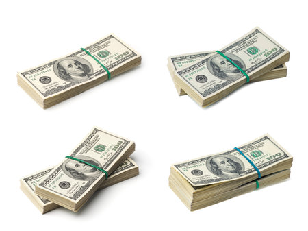 American dollars on white backgroundの写真素材