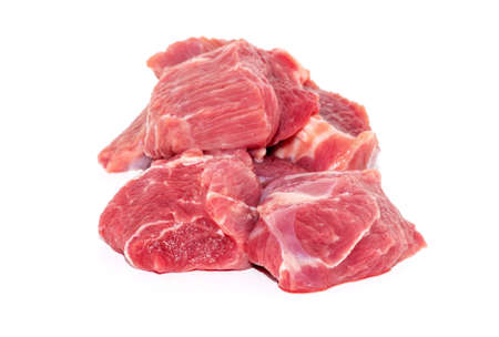 raw meat isolated on whiteの写真素材