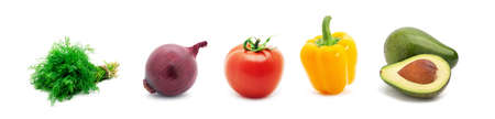 vegetables collection isolated on a white backgroundの写真素材
